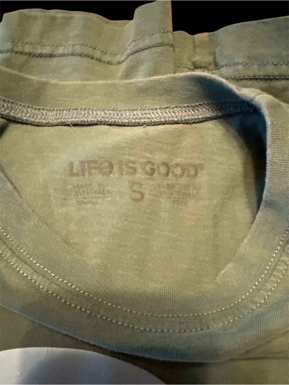 Life Is Good Olive Green Crewneck Tee with Subtle Logo - Picture 2 of 2